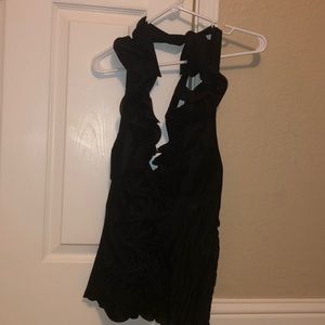 Black ruffled halter top